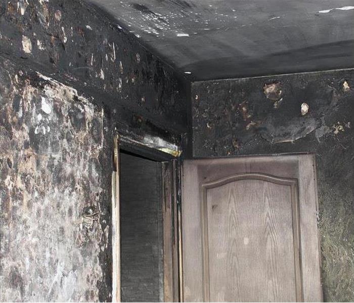 Soot covered walls.